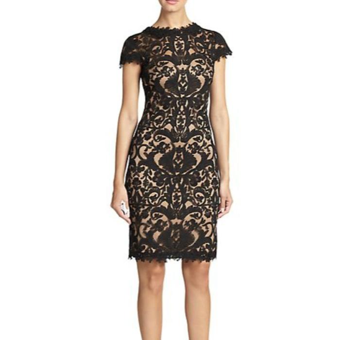 Tadashi Shoji Cord Embroidered Lace Cocktail Dress