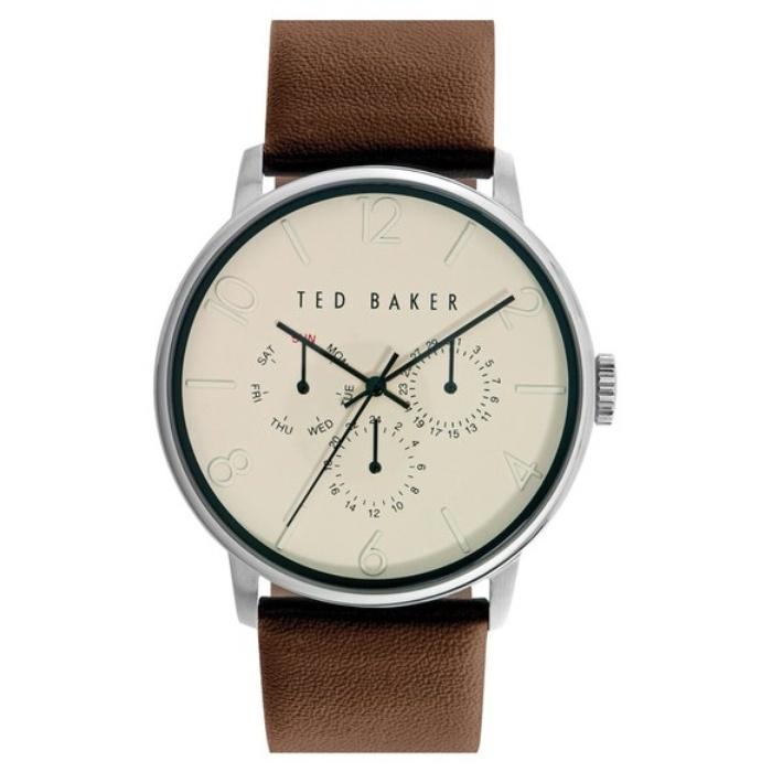 Ted Baker London Multifunction Leather Strap Watch, 42mm