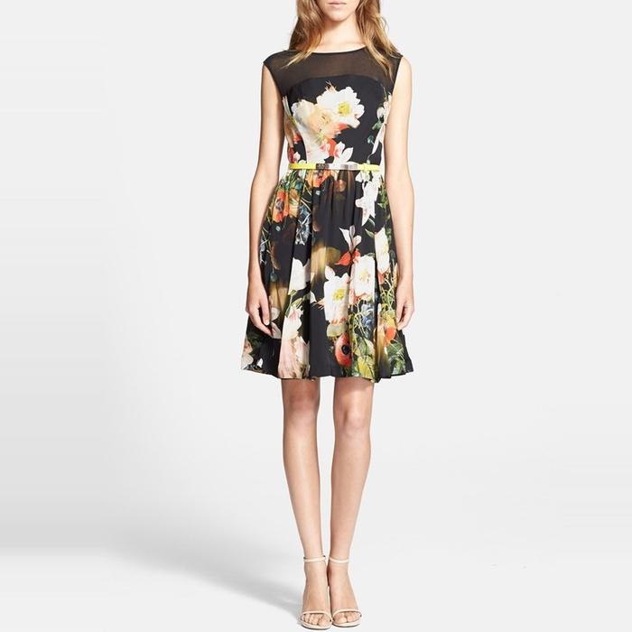 Ted Baker London Opulent Bloom-Print Fit-and-Flare Dress