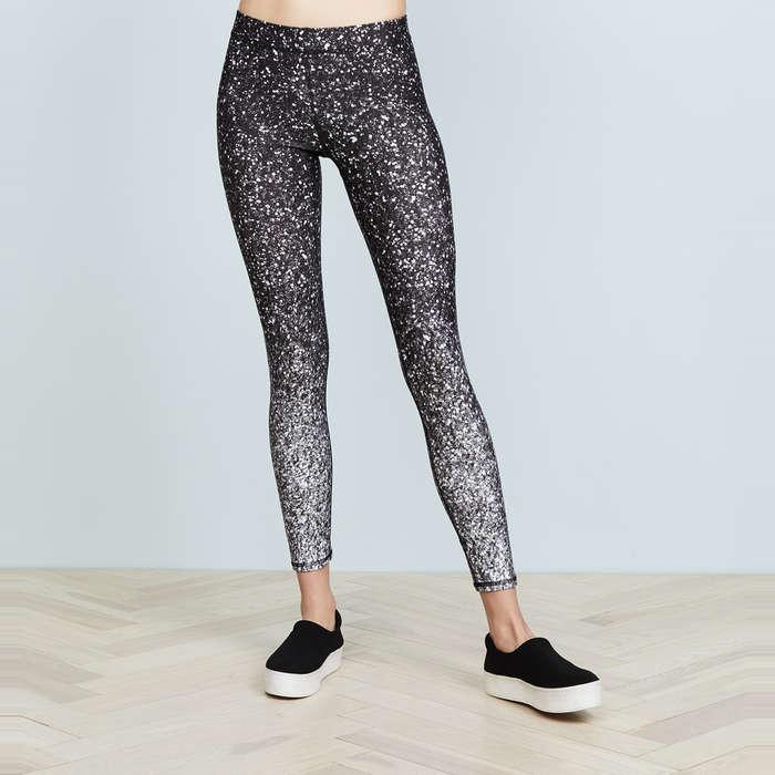 Terez Black & White Glitter Performance Leggings