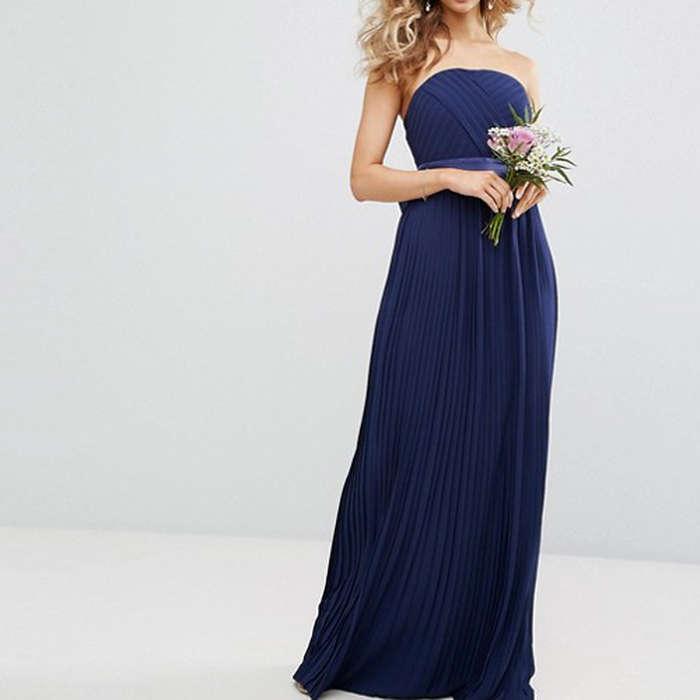 TFNC WEDDING Bandeau Maxi Dress with Bow Back Detail