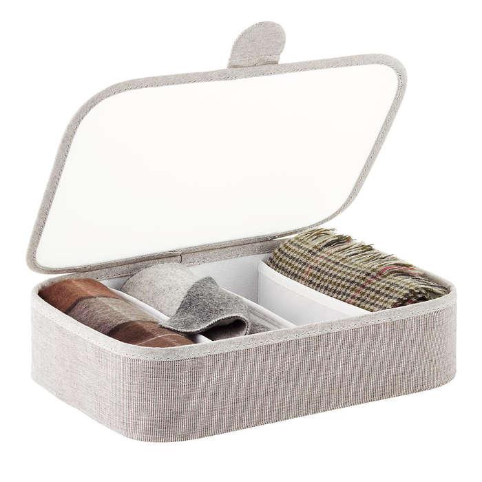 The Container Store Grey 4-Section Drawer Organizer With Lid