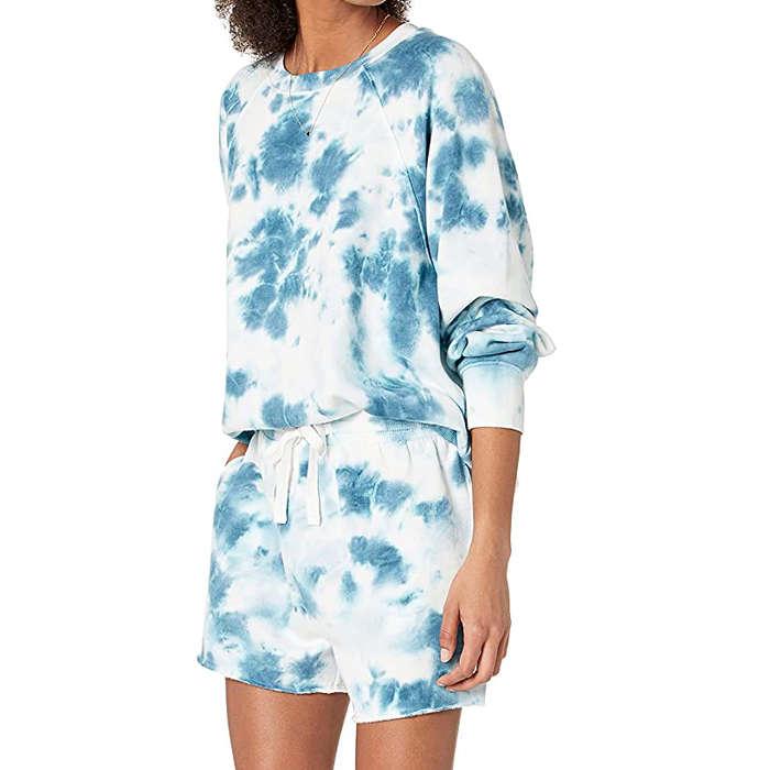 The Drop Caroline Raglan Long-Sleeve Fleece Sweatshirt And Michaela Fleece Side Slit Short