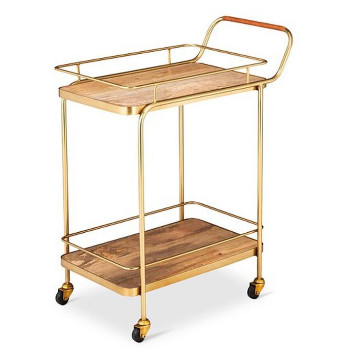 Threshold Metal, Wood, and Leather Bar Cart