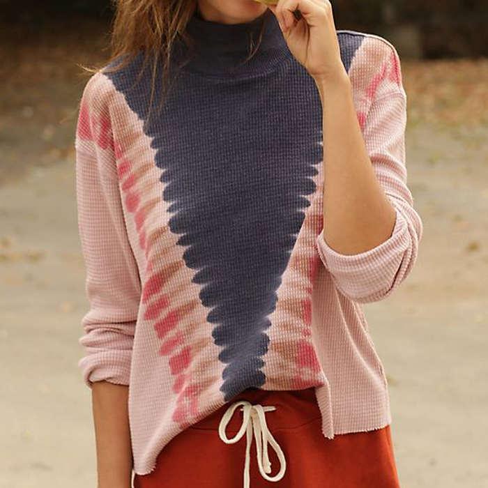 T.La Mercer Cropped Waffle Pullover