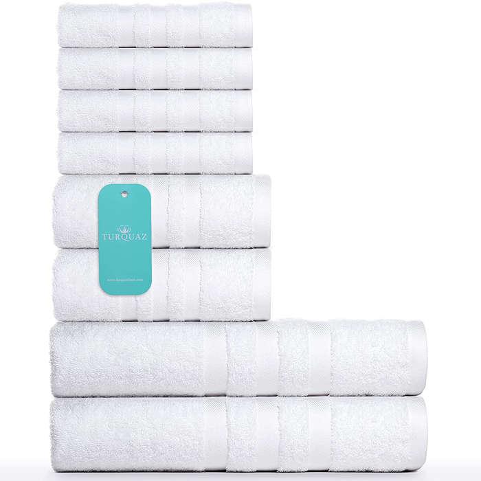 Turquaz Turkish Cotton Bath Towel Set 8 Piece