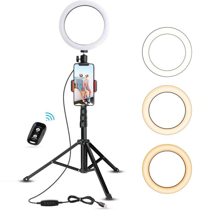 UBeesize 8" Selfie Ring Light With Tripod Stand & Cell Phone Holder