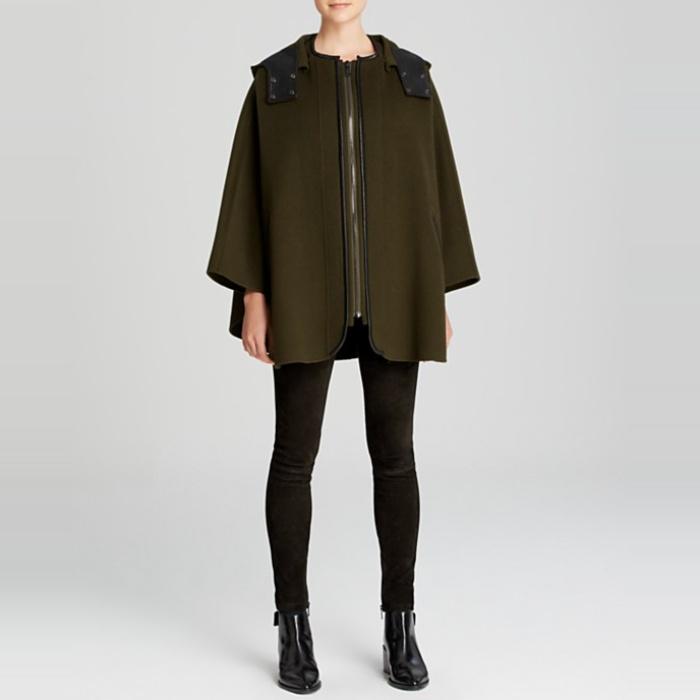 Vince Leather-Trimmed Cape
