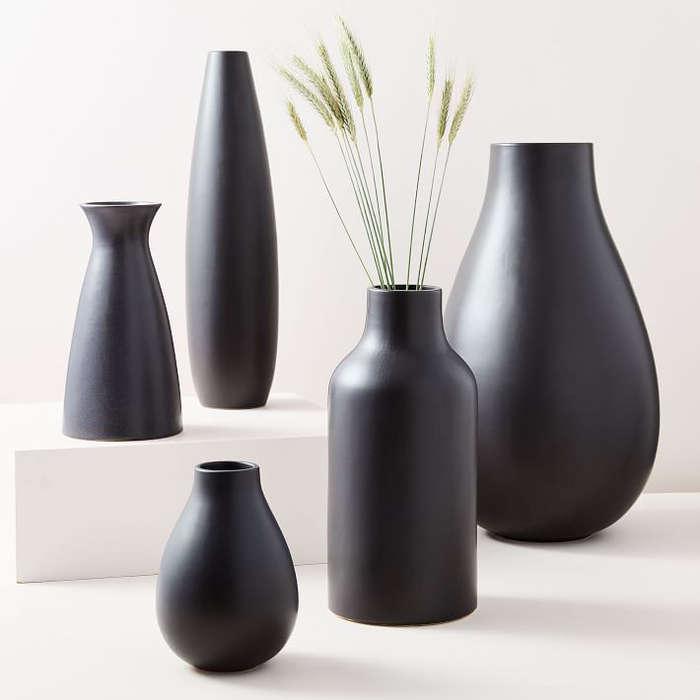 West Elm Pure Black Ceramic Vases