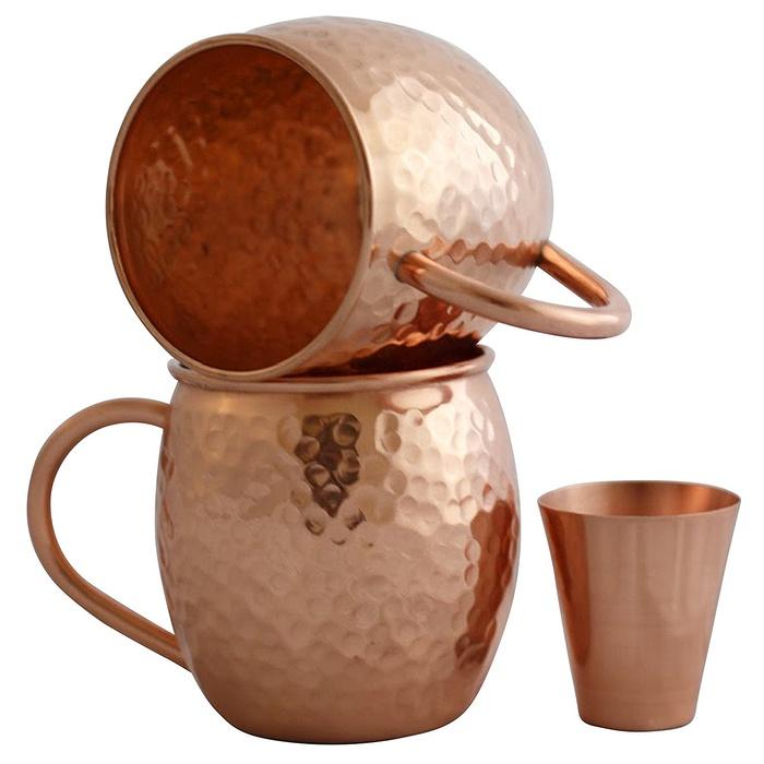 Willow & Everett Moscow Mule Copper Mugs with Shot Glass