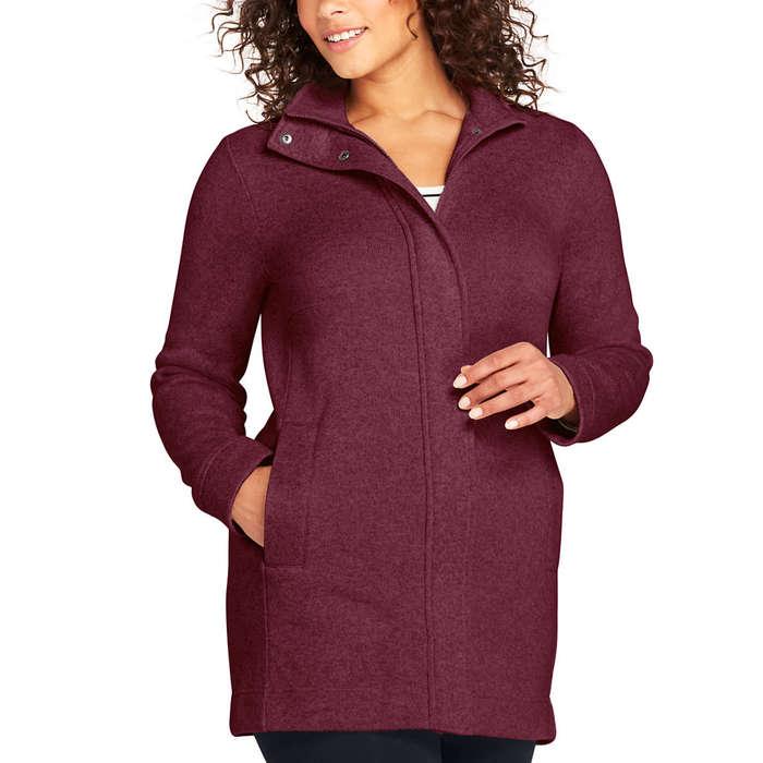Lands' End Plus Size Sweater Fleece Coat