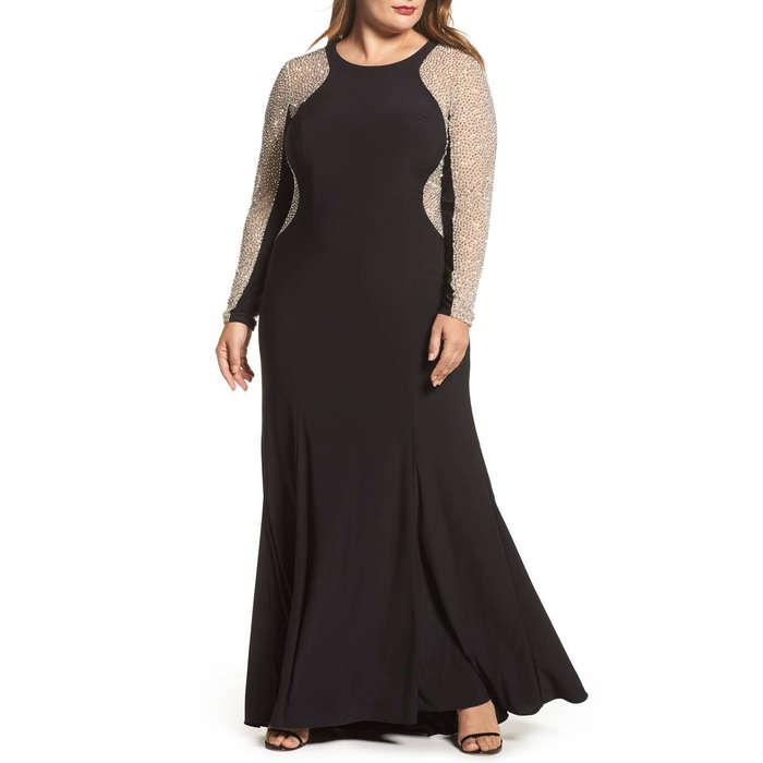 XSCAPE Embellished Jersey Gown