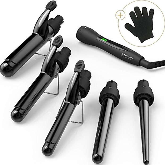 xtava 5 in 1 Professional Curling Wand and Curling Iron Set