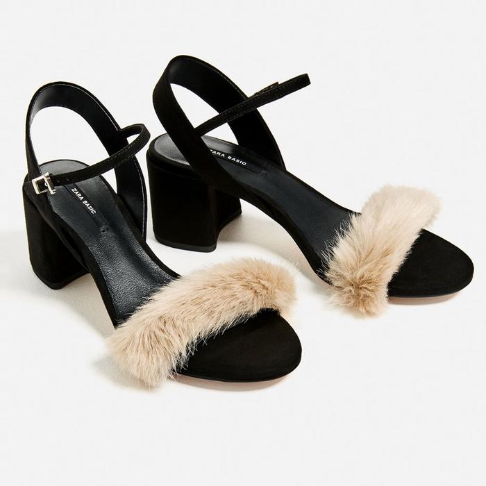 Zara Faux Fur Vamp Sandals