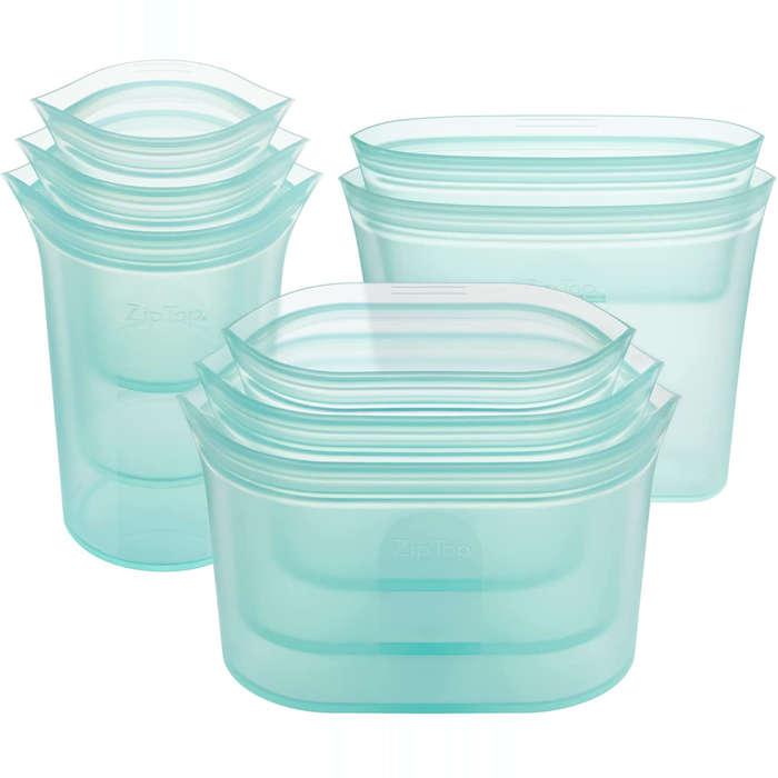 Zip Top Reusable 100% Silicone Food Storage Bags And Containers
