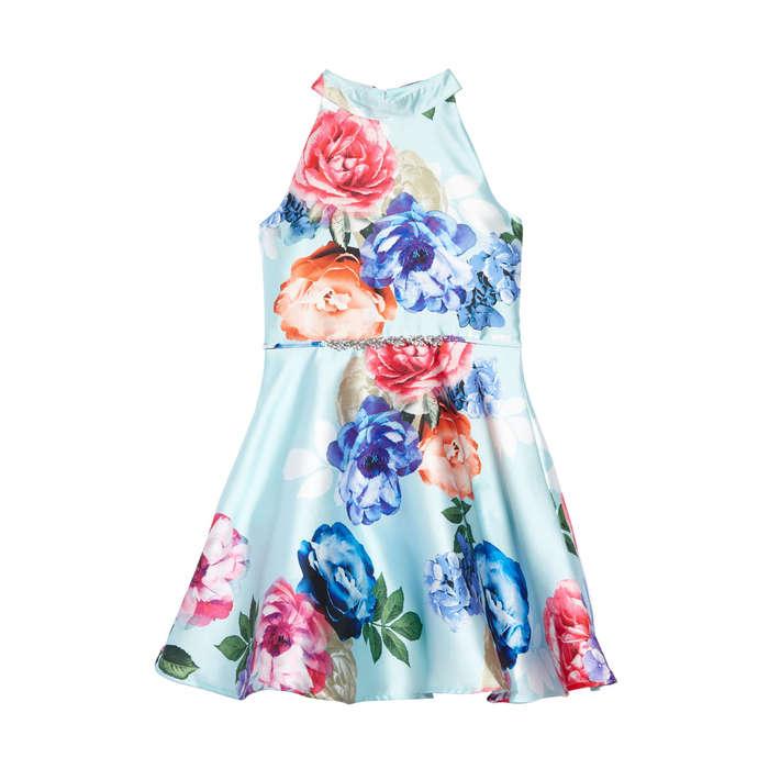 Zunie Floral Mikado Fit & Flare Dress