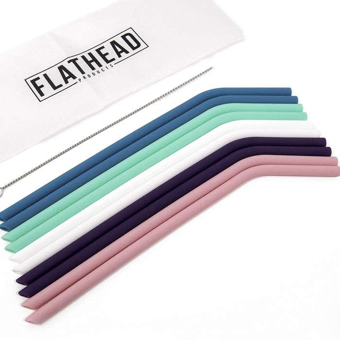 Flathead Bent Reusable Silicone Drinking Straws