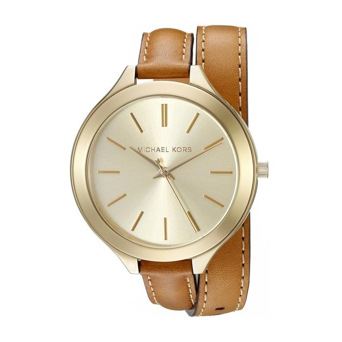 Michael Kors Runway Watch with Brown Leather Wrap Band