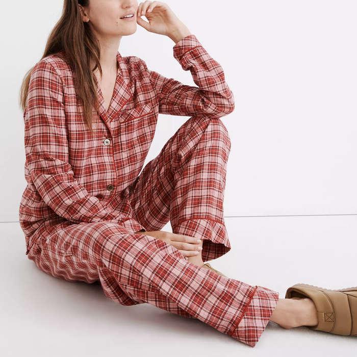 Madewell Flannel Bedtime Pajama Set In Beiling Plaid