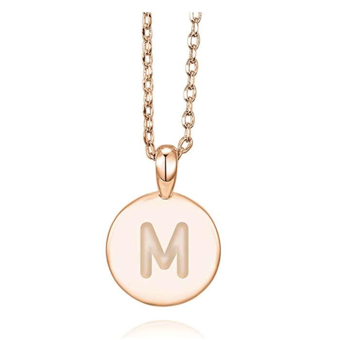 PAVOI 14K Rose Gold Plated Letter Necklace