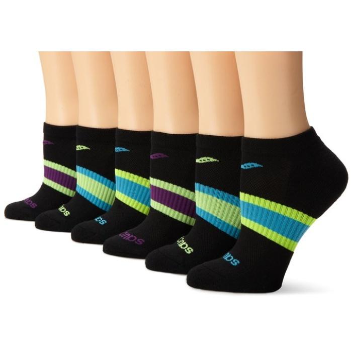 Saucony Six-Pack Performance Arch-Stripe No-Show Socks