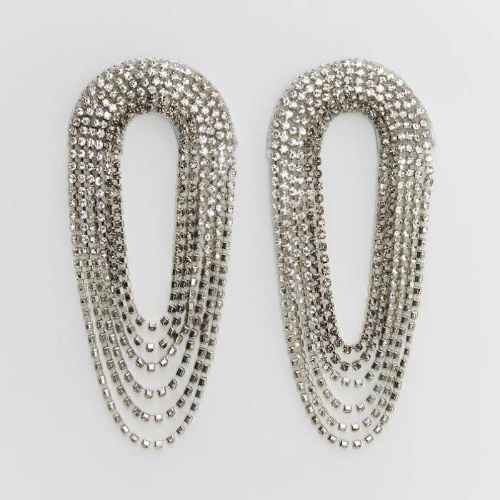 Mango Rhinestone Pendant Earrings