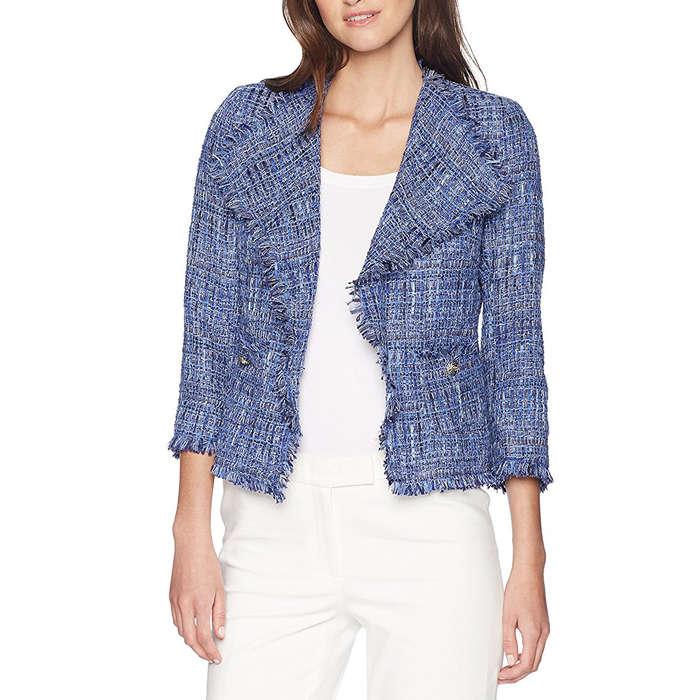Anne Klein Fringe Tweed Jacket