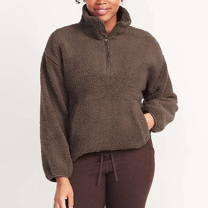 Old Navy Cozy Sherpa Half-Zip Pullover Sweater
