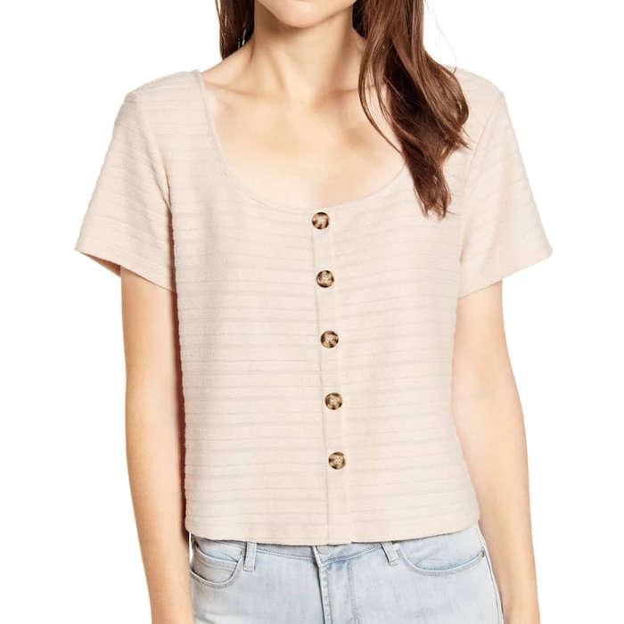 All in Favor Shadow Stripe Crop Top