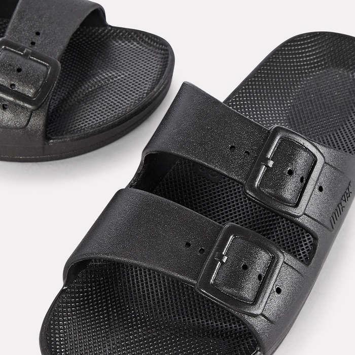 Freedom Moses Double Strap Slide Sandals In Black