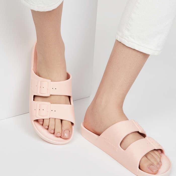 Freedom Moses Double Strap Slide Sandals In Baby