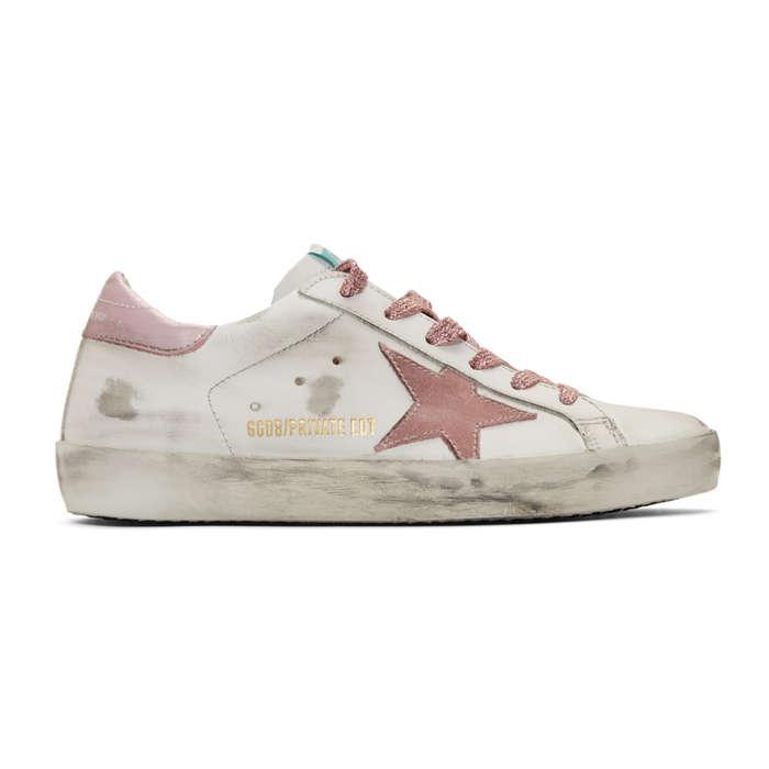 Golden Goose White & Pink Superstar Sneakers