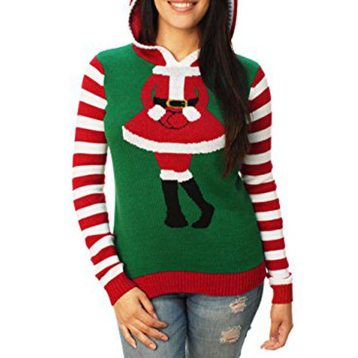 Christmas Ugly Sweater Co Santa Girl Hooded Sweater