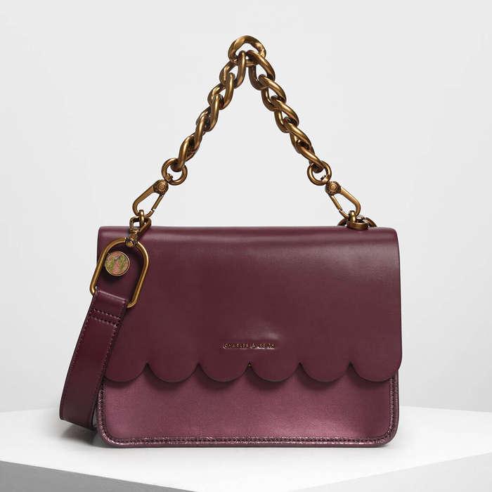 Charles & Keith Scallop Edge Front Flap Bag