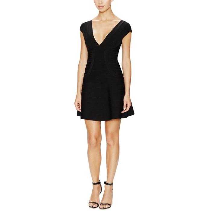 Herve Leger Noma V-Neck A-Line Dress