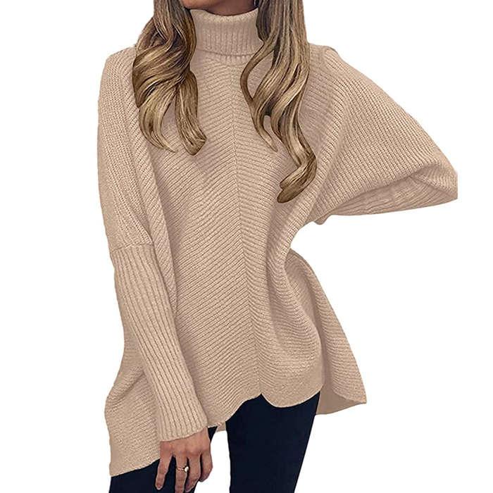 Anrabess Turtleneck Batwing Sleeve Sweater