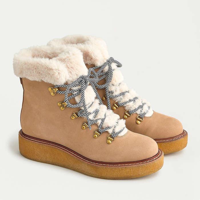 J.Crew Nubuck Winter Boots With Wedge Crepe Sole