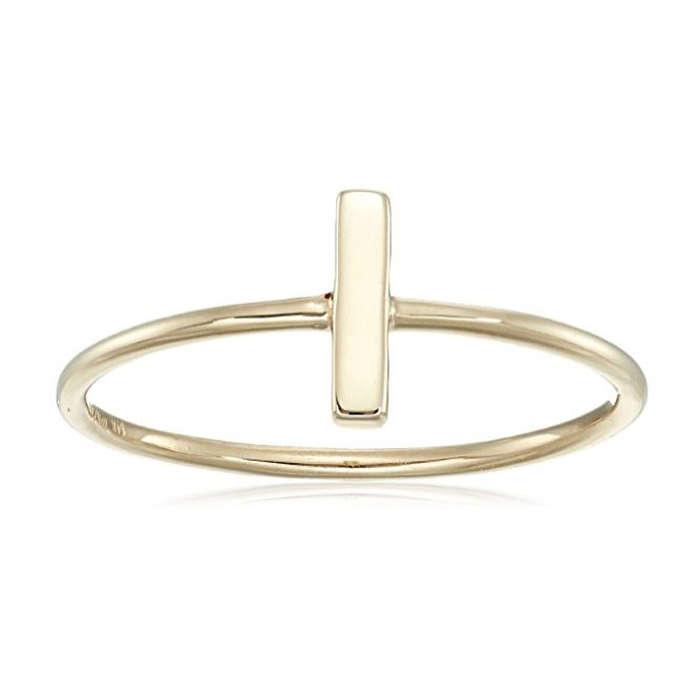 Collection 14k Italian Yellow Gold Bar Detail Ring