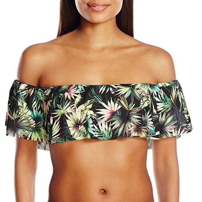 Lucky Brand Coastal Palms Off the Shoulder Halter Bandeau Bikini Top