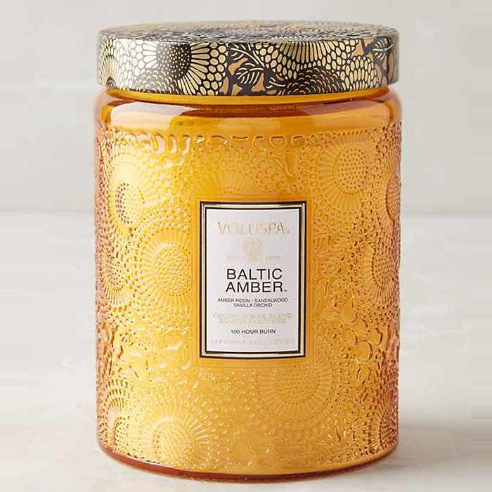Voluspa Cut Glass Jar Candle In Baltic Amber
