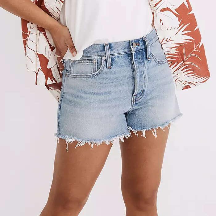 Madewell Relaxed Denim Shorts in Rosemount Wash: Destroyed Hem Edition