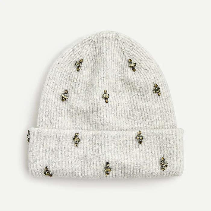 J.Crew Ribbed Beanie In Supersoft Yarn With Crystals