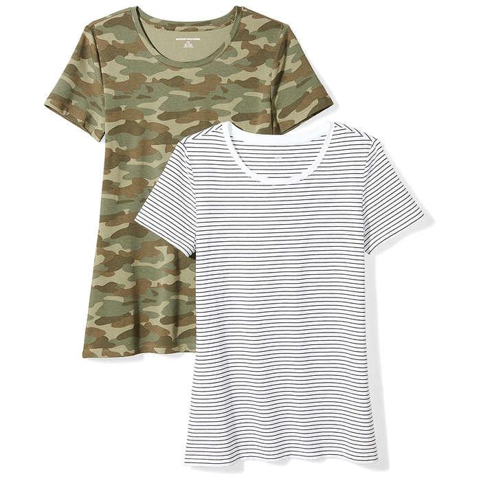 Amazon Essentials 2-Pack Short-Sleeve Crewneck Patterned T-Shirt