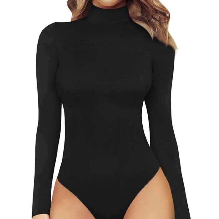 Mangopop Mock Neck Long Sleeve Bodysuit