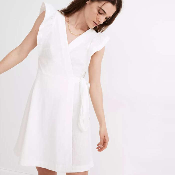 Madewell Ruffle-Sleeve Wrap Mini Dress