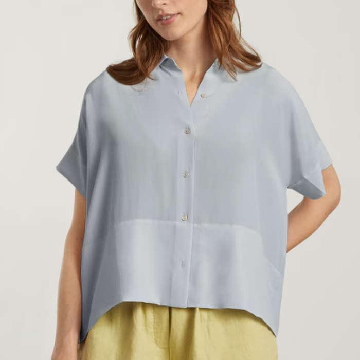 Everlane The Clean Silk Short-Sleeve Square Shirt