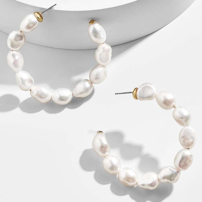 BaubleBar Dafina Pearl Hoop Earrings