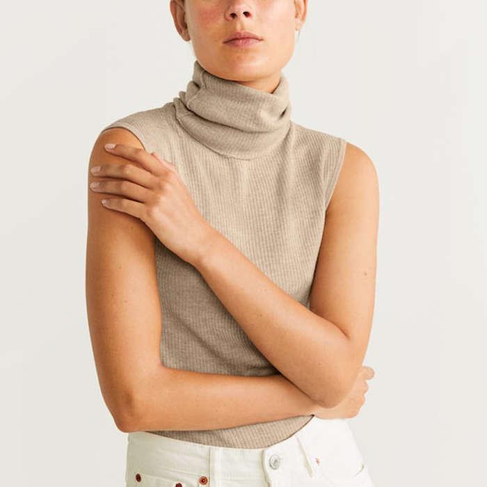 Mango Turtleneck Ribbed Top