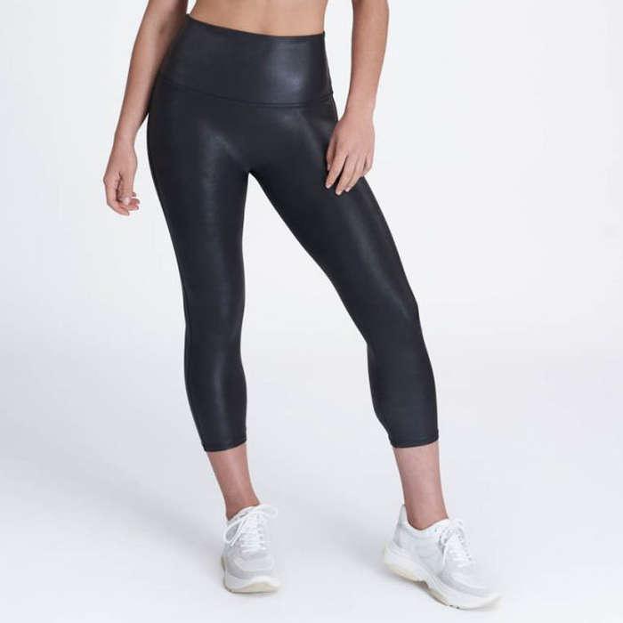 Spanx Faux Leather Active Cropped Leggings
