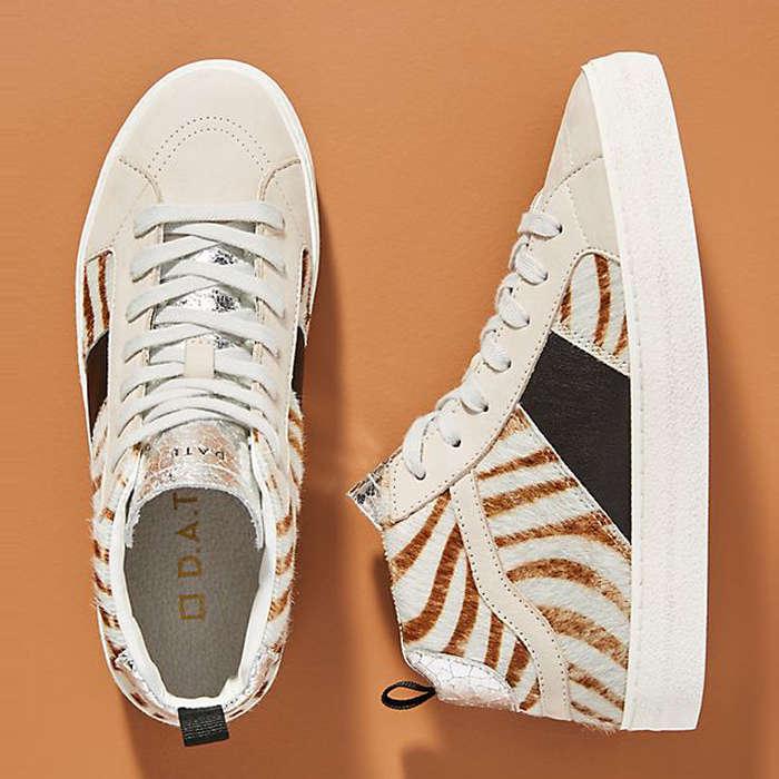D.A.T.E. Zebra High-Top Sneakers